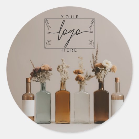 Boho-flessen | Bloemen | esthetisch Ronde Sticker (Voorkant)