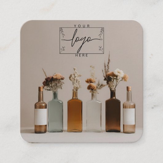 Boho-flessen | Bloemen | esthetisch Vierkante Visitekaartje (Voorkant)