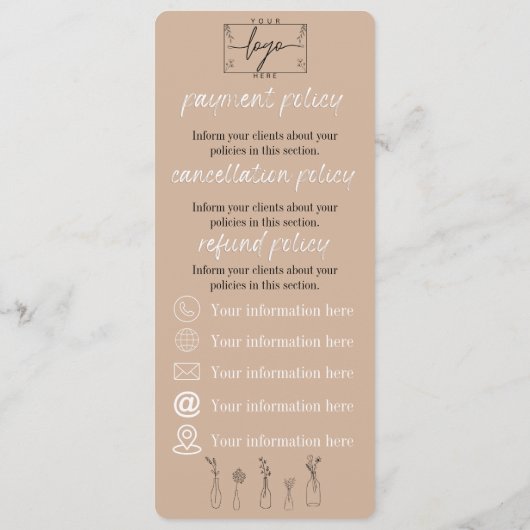 Boho-flessen | Bloemen | Menu Prijs en beleid (Achterkant)