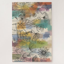 Boho Flora | Kleurrijke Botanische Lijnkunstpuzzel Legpuzzel