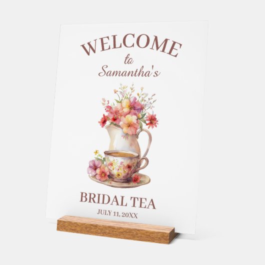 Boho Flora Terracotta Bridal Shower Tea Acryl Bord (Hoek)