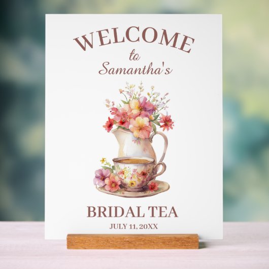 Boho Flora Terracotta Bridal Shower Tea Acryl Bord (Neutraal)