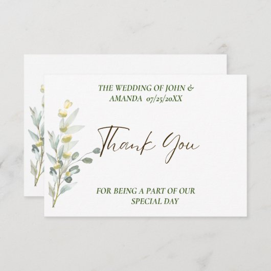 Boho Floral 3,5-inch x 5-inch flatpanel - Hartelij Bedankkaart (Voorkant / Achterkant)