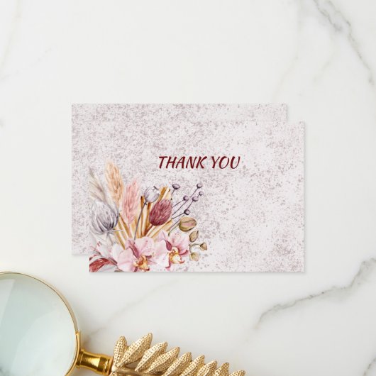 Boho Floral 3,5-inch x 5-inch flatpanel - Hartelij Bedankkaart (Voorkant / Achterkant in situ)