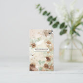 Boho Floral Aangepaste QR-code Scannable Neutral B Visitekaartje (Staand voorkant)