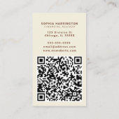 Boho Floral Aangepaste QR-code Scannable Neutral B Visitekaartje (Achterkant)