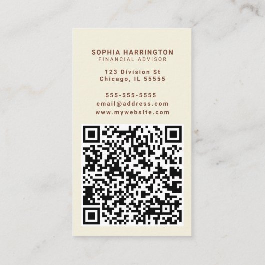 Boho Floral Aangepaste QR-code Scannable Neutral B Visitekaartje (Achterkant)