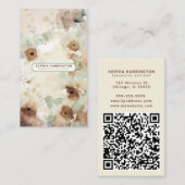 Boho Floral Aangepaste QR-code Scannable Neutral B Visitekaartje (Voorkant / Achterkant)
