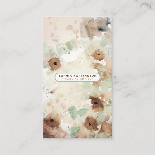 Boho Floral Aangepaste QR-code Scannable Neutral B Visitekaartje (Voorkant)