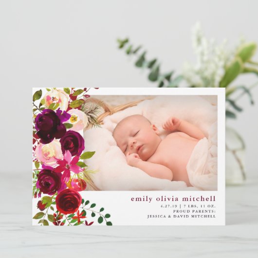 Boho Floral | Aankondiging van de geboorte van Mar (Staand voorkant)