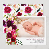 Boho Floral | Aankondiging van de geboorte van Mar (Voorkant / Achterkant)