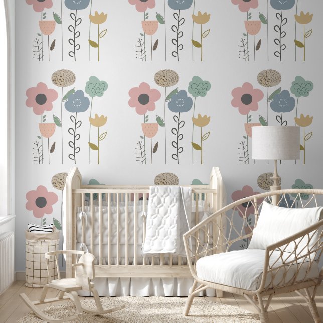 Boho Floral Abstract behang (Kinderen)