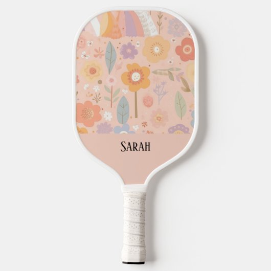 Boho Floral Abstract Gepersonaliseerd Dusty Pink Pickleball Paddle (Achterkant)