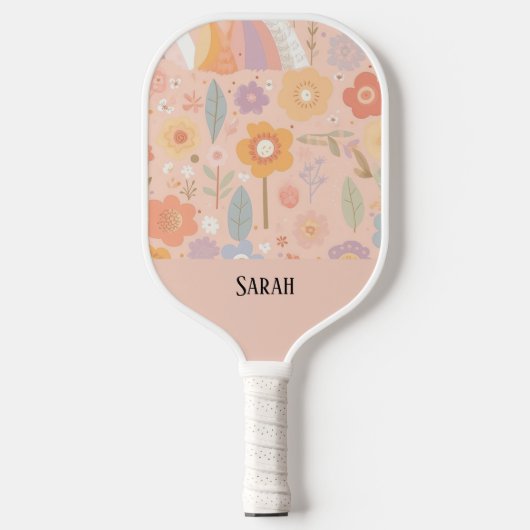 Boho Floral Abstract Gepersonaliseerd Dusty Pink Pickleball Paddle (Voorkant)