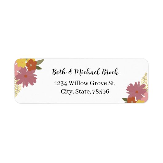 Boho Floral adreslabel Etiket (Voorkant)