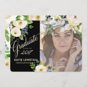 BOHO FLORAL AFSTUDEREN AANKONDIGING, FEESTUITNODIG KAART (Voorkant / Achterkant)