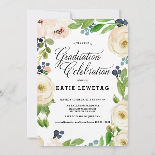 BOHO FLORAL AFSTUDEREN AANKONDIGING, FEESTUITNODIG KAART (Achterkant)