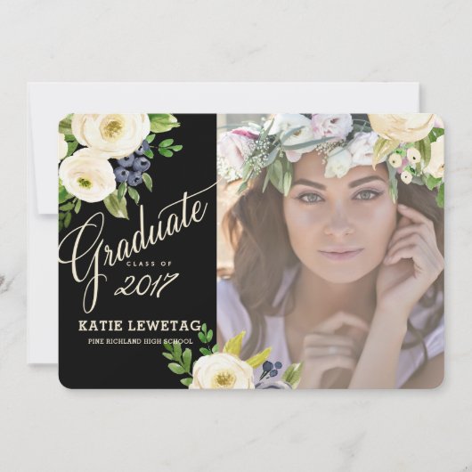 BOHO FLORAL AFSTUDEREN AANKONDIGING, FEESTUITNODIG KAART (Voorkant)