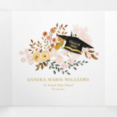 Boho Floral Afstuderen Multi Photo Drieluik Aankondiging (Binnenkant midden)