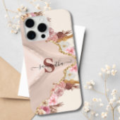 Boho Floral Agaat Roos Goud Roze Monogrammed Case-Mate iPhone Case