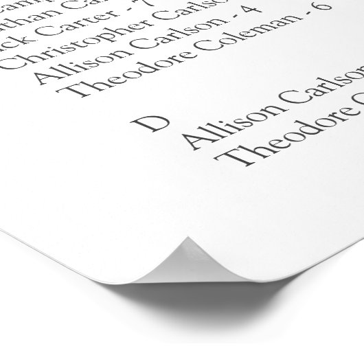 Boho Floral Alfabetical Order Seat Chart Poster (Hoek)