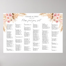 Boho Floral Alfabetical Order Seat Chart Poster