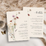 Boho Floral All-in-One Wedding Invitations Kaart<br><div class="desc">Deze stijlvolle en elegante bruiloft all-in-one huwelijksuitnodiging is voorzien van prachtige,  met de hand geschilderde waterverf wildbloemen die op de rug als een mooie kreet met trouwgegevens zijn gerangschikt. Zoek coördinerende producten in het Collectie van de Wildflower Wedding van Tan Boho.</div>