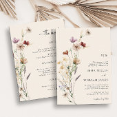 Boho Floral All-in-One Wedding Invitations Kaart