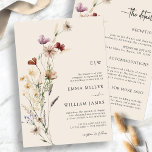 Boho Floral All-in-One Wedding Invitations Kaart<br><div class="desc">Deze stijlvolle en elegante bruiloft all-in-one huwelijksuitnodiging is voorzien van prachtige,  met de hand geschilderde waterverf wildbloemen die op de rug als een mooie kreet met trouwgegevens zijn gerangschikt. Zoek coördinerende producten in het Collectie van de Wildflower Wedding van Tan Boho.</div>