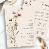 Boho Floral All-in-One Wedding Invitations Kaart
