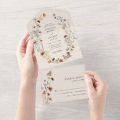Boho Floral All in One Wedding Invite Uitnodiging (Afscheurbaar)