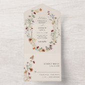 Boho Floral All in One Wedding Invite Uitnodiging (Binnen)
