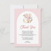 Boho Floral Anchor Girl Arch Baby Shower  Bedankkaart (Voorkant)