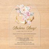 Boho Floral Anchor Nautical Girl Arch Baby Shower Acryl Uitnodigingen (Voorkant)