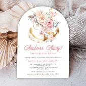 Boho Floral Anker Nautisch Meisje Boog Baby shower Kaart
