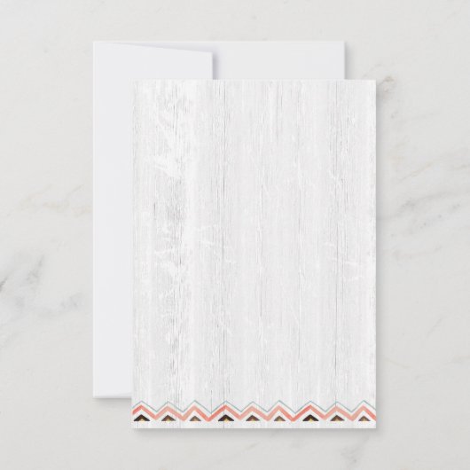 Boho Floral Antler Rustic White Wood Wedding RSVP (Achterkant)