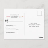 Boho Floral Antler schedel rustiek hout RSVP bruil Briefkaart (Achterkant)