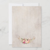 Boho Floral Antlers Baby shower Uitnodiging (Achterkant)