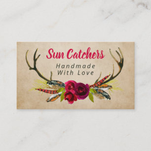 Boho Floral Antlers Handmade Sun Catchers Visitekaartje