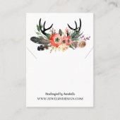 Boho Floral Antlers Ketting Hanger Display Kaart Visitekaartje (Voorkant)