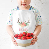 Boho Floral Antlers kletsen gepersonaliseerd Kinder Schort