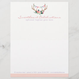 Boho Floral Antlers & Shabby Rozen Party Bunting Custom Briefhoofd