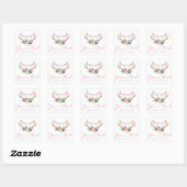 Boho Floral Antlers & Shabby Rozen Party Bunting Vierkante Sticker (Vel)