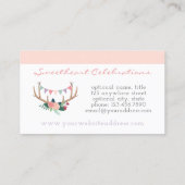 Boho Floral Antlers & Shabby Rozen Party Bunting Visitekaartje (Achterkant)
