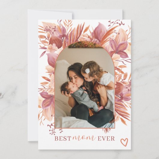 Boho floral arch beste moeder ooit foto van moeder kaart (Voorkant)