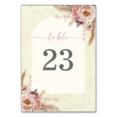 Boho Floral Arch Blush Roze Tafel Kaart (Achterkant)