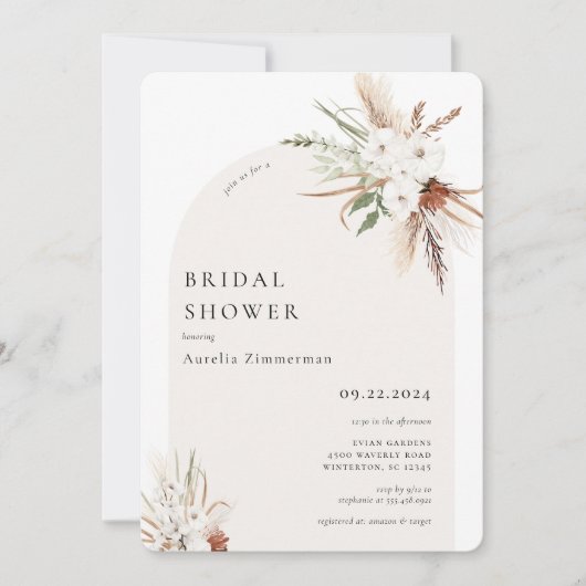 Boho Floral Arch Bridal Shower Kaart (Voorkant)