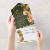 Boho Floral Arch Dried Palm Sage Green Baby shower All In One Uitnodiging (Afscheurbaar)