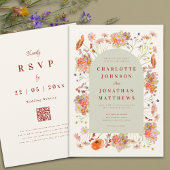 Boho Floral Arch Fall Wedding Kaart