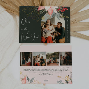 Boho Floral Arch juicht voor de New Year Five foto Feestdagenkaart